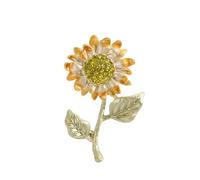 Broches de girasol bohemios amarillo para mujer, broche de solapa de flor de margarita linda para mujer sombrero bolsa traje vestido accesorios joyería, Régulière, Zinc