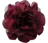 Broches de la flor de la rosa extra grande Pins de solapa de tela de satén delicado encaje flor clips de pelo broche elegante grandes Camelia flores broche para mujeres (Rojo)
