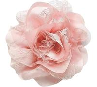 Broches de la flor de la rosa extra grande Pins de solapa de tela de satén delicado encaje flor clips de pelo broche elegante grandes Camelia flores broche para mujeres (Rosa)