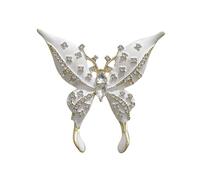 Broches de mariposa blanca de moda, elegantes alfileres de mariposa, textura de aleación, adecuados para suéter y abrigo de mujer, accesorios, Acero inoxidable