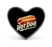 Broches de metal con forma de corazón y diseño de perrito caliente, ideales como regalos para hombres, mujeres, ropa, bolsos y sombreros.