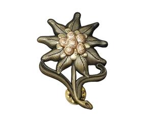 Broches de metal con insignia de Edelwise de 2 W II del ejército alemán, pin de solapa de montaña alemana para sombreros, camisas, mochilas, decoración, accesorios de ropa