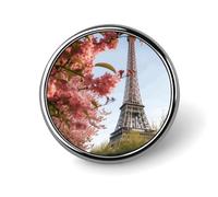 Broches de metal redondos para solapa, broches de moda con forma de flor de la Torre Eiffel de París, insignias de botones para ropa