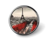 Broches de metal redondos para solapa, broches de moda con forma de flor de la Torre Eiffel de París, insignias de botones para ropa