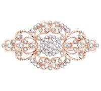 Broches de novia vintage de cristal Art Deco Retro Rhinestone boda moda glamour nupcial flor cinta broche transparente cristal austriaco, Cristal, Cristales