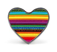 Broches de rayas coloridas de sarape mexicano para mujeres y hombres, lindos alfileres de solapa con insignia de corazón para fiestas y bodas.