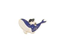 Broches de solapa con forma de ballena y niña para Halloween, para parejas, insignias clásicas, bolsos, chaquetas, joyas góticas para mochilas, para aleación y botones a granel