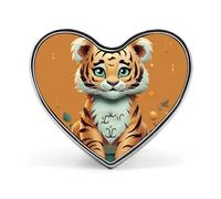 Broches de solapa con forma de corazón, de metal, con el diseño del Año del Tigre. Broche divertido con estampado de tigre pa