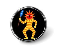 Broches de solapa esmaltados con diseño de fogata estrellada y ritual de danza del sol - Broches redondos y bonitos, unisex para ropa, sombreros, bolsos y mochilas