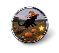 Broches de solapa esmaltados con diseño de gato bruja calabaza del desierto rojo de Marte - Broches redondos y bonitos, unisex para ropa, sombreros, bolsos y mochilas