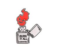Broches de solapa para mujer, diseño de dibujos animados Burn It All para parejas, punk, gótico, Halloween, aleación, broches góticos para mochilas, broches góticos sin decoloración