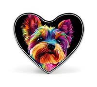 Broches de Yorkshire Terrier para mujeres y hombres, bonitos alfileres de solapa con forma de corazón para fiestas y bodas.