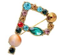 Broches dorados para mujer, broches y pines novedosos de color turquesa turquesa con letras y broche de letras bonitas para ropa de vestir, talla única, Metal