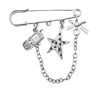 Broches geniales con colgante de estrella para mujer, con borlas cruzadas, cadena de hebilla, para apretar la cintura, bolso de mano, adornos, talla única, como se describe