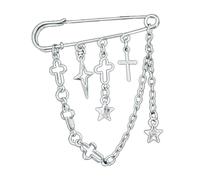 Broches geniales con colgante de estrella para mujer, Pin de seguridad con borlas cruzadas, cadena, hebilla de aguja, alfileres, joyería, bolso, mochila, broche decorativo