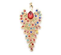 Broches grandes de pavo real con diamantes de imitación para mujer, broches de 3 colores con forma de pájaro, para bodas, fiestas y oficinas, regalos