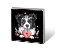 Broches Love Is Border Collie para hombre y mujer, insignias cuadradas para cuello y solapa, accesorios para chaquetas y vestidos.