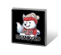 Broches Loved by A Samoyed para hombre y mujer, insignias cuadradas para cuello y solapa, accesorios para chaquetas y vestidos.