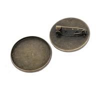 Broches metálicos, broches con cierre, Bases de broche de cabujón redondo de 18-30 mm (40 unidades)(25mm 10pcs)