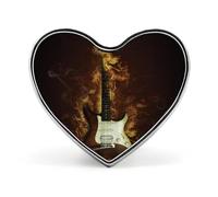 Broches musicales con forma de corazón, diseño de llamas y fuego ardiente, para decorar sombreros, ropa y bolsos.