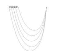 broches para mujer en el Reino Unido， Broche de cadena con borlas largas multicapa for mujer y hombre, ideal como alfileres cuello for bodas fiestas(Sliver White)