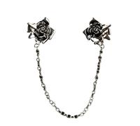broches para mujer en el Reino Unido， Broche de rosa vintage con borlas y cadena for camisa, alfiler solapa aguja for hombre