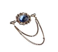broches para mujer en el Reino Unido， Broche vintage de borla cristal ovalado con hebilla cadena for mujer y hombre(Blu)