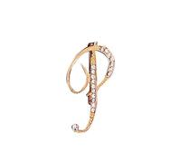 Broches & Pins - Broche para mujer, 1 pieza de cristal con 26 letras inglesas, broche para parejas, joyería conmemorativa, regalos, insignias, broche de plumas, talla única, Metal