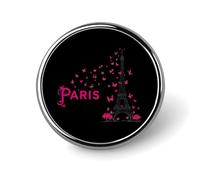 Broches redondos con forma de Torre Eiffel de París para cuellos de chaquetas y vestidos.