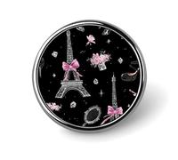Broches redondos con forma de Torre Eiffel de París para cuellos de chaquetas y vestidos.
