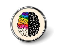 Broches redondos de la marca Minds of All Kinds para concienciar sobre el autismo, ideales para vestir o como accesorio para abrigos.