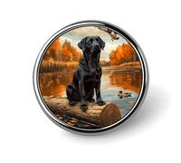 Broches redondos de otoño con diseño de labrador retriever, patos, alfileres para solapa, corbata, insignia de metal, botón conmemorativo, kit para sombreros, camisas, ropa, bolsos, decoración