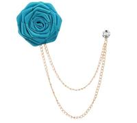 Broches traje hombre Broches de boda for novio, arte tela hecho a mano, broche flor rosa, Pin for solapa con insignia, cadena borlas(Royal blue)