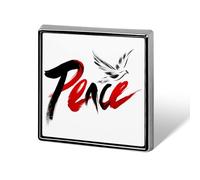 Broches y alfileres minimalistas unisex con la palabra PAZ, paloma blanca, cuadrados, ligeros, para solapa, joyería para ropa, chal o sombrero.