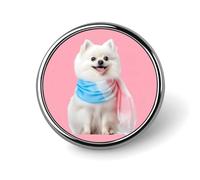 Broches y alfileres redondos con la imagen de un perro Pomerania blanco, orgulloso de ser trans, para mujer. Pin de solapa de 2,5 cm para hombre, ideal para decorar sombreros, bolsos y mochilas.