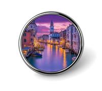 Broches y alfileres redondos de Venecia, Italia, noche. Insignia pequeña de 2,5 cm. Pin decorativo para ropa, bolsos, mochilas, sombreros.