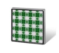 Broches y alfileres unisex a cuadros verdes y blancos con tréboles para el día de San Patricio, insignia cuadrada y ligera, joyería para ropa, chal, sombrero