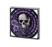 Broches y alfileres unisex con diseño de calavera de rosa gótica oscura y morada, joyería para ropa, chal, sombrero