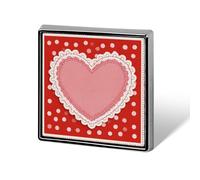 Broches y alfileres unisex con diseño de corazón rosa grande sobre rojo con lunares, insignia cuadrada y ligera, joyería para ropa, chal, sombrero
