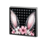 Broches y alfileres unisex con diseño de orejas de conejo, flores rosas, a cuadros, cuadrados, ligeros, para ropa, chal, sombrero