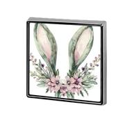 Broches y alfileres unisex con diseño de orejas y flores de conejo de acuarela, cuadrados, ligeros, para ropa, chal, sombrero