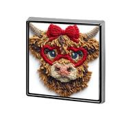 Broches y alfileres unisex con diseño de vaca de las Tierras Altas y ganchillo, cuadrados, ligeros, para ropa, chal, sombrero