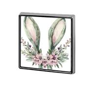 Broches y alfileres unisex con orejas de conejo y flores de acuarela, insignias de solapa cuadradas y ligeras, joyería para ropa, chal o sombrero.