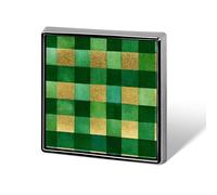 Broches y alfileres unisex con patrón de cuadros de Navidad, color verde y dorado