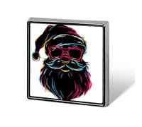 Broches y alfileres unisex con silueta de Papá Noel, diseño de silueta de Papá Noel, color negro neón