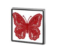 Broches y alfileres unisex de encaje rojo con diseño de mariposa, cuadrados, ligeros, para ropa, chal, sombrero