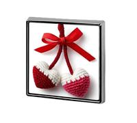 Broches y alfileres unisex de ganchillo con diseño de cerezas rosas, cuadrados, ligeros, para ropa, chal, sombrero