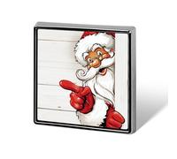 Broches y alfileres unisex de madera blanca con diseño de Papá Noel de dibujos animados, cuadrados, ligeros, para solapa, joyería para ropa, chal o sombrero.