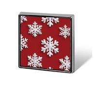 Broches y pines unisex con diseño de copo de nieve blanco sobre rojo, diseño de copo de nieve en rojo, insignia cuadrada y ligera, joyería para ropa, chal, sombrero
