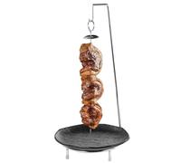 Brocheta vertical for carne, parrilla vertical de acero inoxidable con plato de porcelana negra, soporte vertical for parrilla for brocheta, pincho for barbacoa for pollo entero, pescado, salchicha/42